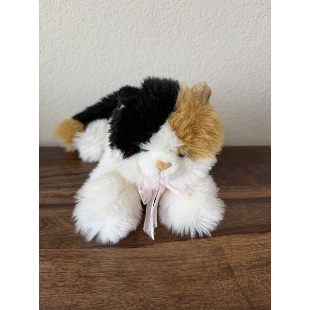 Aurora Calico Cat Plush Black White Orange Blue Eyes Kitten Stuffed Animal 12”